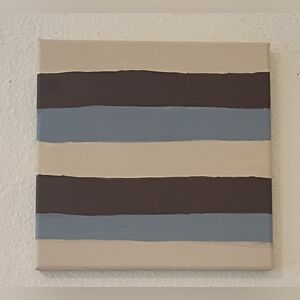 Handpainted Brown Stripes Acrylic Painting Wall Decor 8x8"